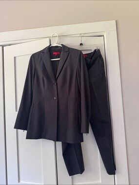 Burns Classic Women's Dark Grey/Black Blazer and Trouser Suit Jacket Set